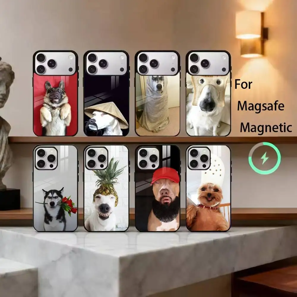 

Чехол для телефона F-Funny D-Dog для iPhone 17, 16, 15, 14, 13, 12, 11 Plus, Pro, магнитный, для беспроводной зарядки Magsafe