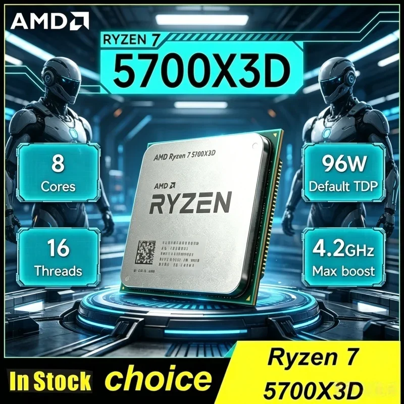 

AMD Bulk CPU Ryzen 7 5700X3D 8-Core 16-Thread 3GHz Base Up to 4.1GHz 105W Ryzen 5000 Series AM4 DDR4 for X570 B550 Motherboard
