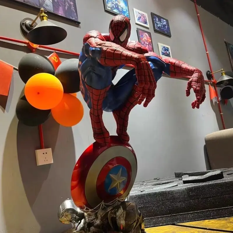 Clássico vermelho azul spiderman resina estátua presente de aniversário amigo colecionável figura de ação brinquedo poseidon design exclusivo colecionáveis