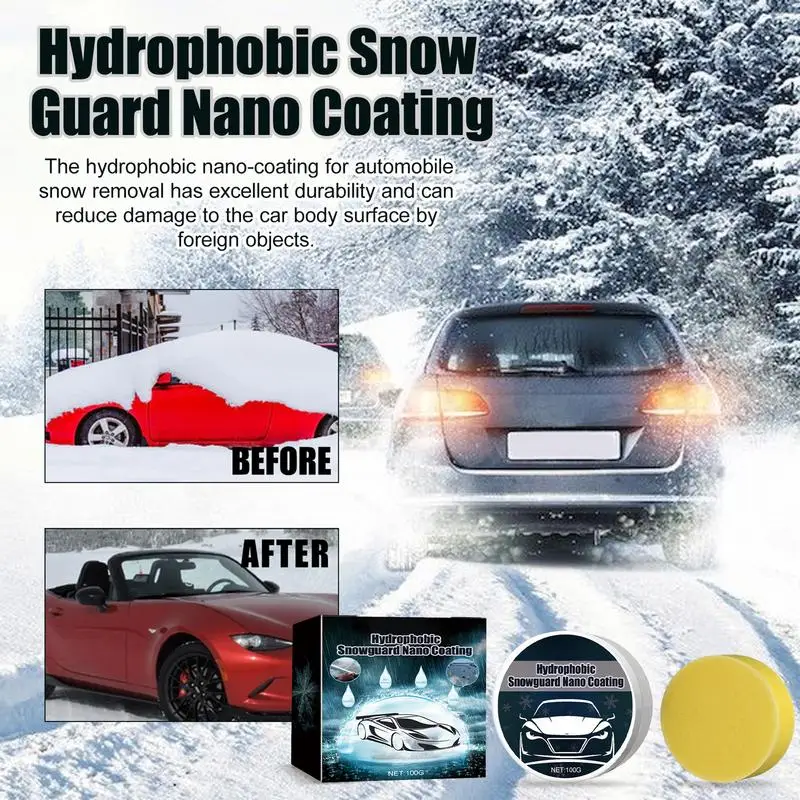 Neve limpeza creme hidrofóbico com esponja, condução segura, Creme de vidro para revestimento hidrofóbico, 100g