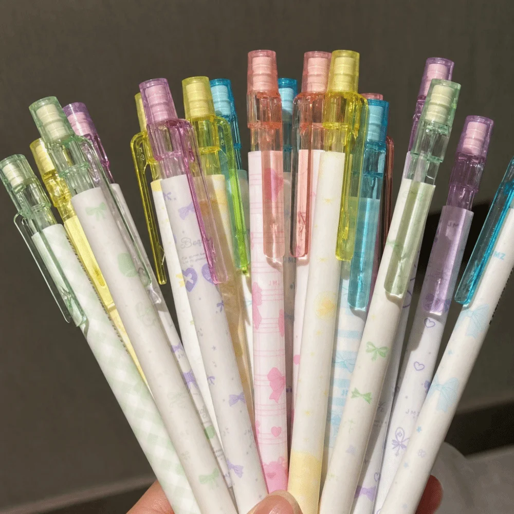 4PCS/Set Bow Series Mechanical Pencil with Eraser Top No-Sharpen Automatic Pencils Break-Resistant Writing Pencils