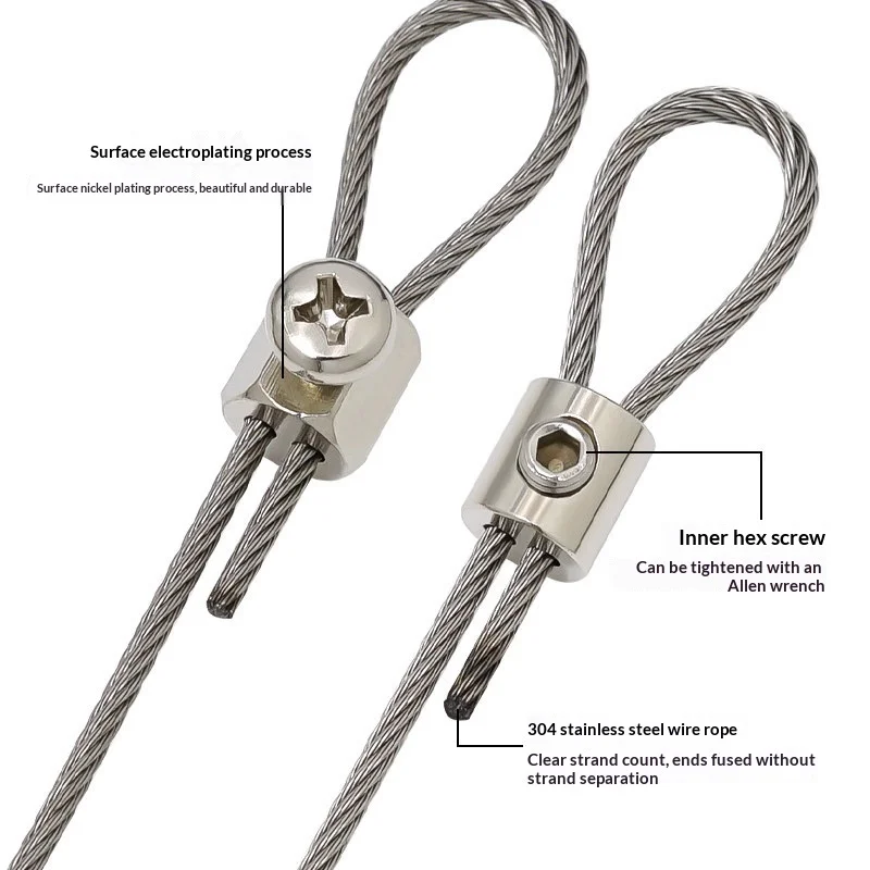 Adjustable Lamp Clip with 1-2mm Steel Wire Rope Hexagonal Cylindrical Double-Hole Buckle for Secure Lighting Installation