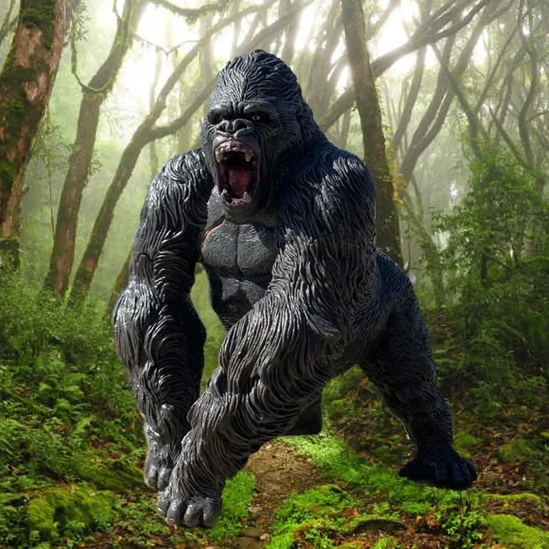 Gorilla King Kong Toys Figure Rampage Jurassic T-Rex Fight Mode Ape Solid Wild Animal Figurines for Role Playing Story Telling