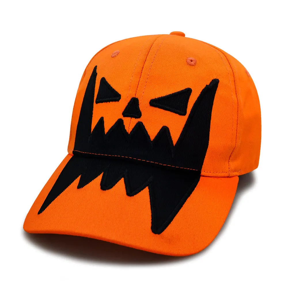 New Baseball Hat Halloween Cosplay Gift Hot Selling Orange Pumpkin Hat Men Women Embroidered Pumpkin Hat Halloween Hat