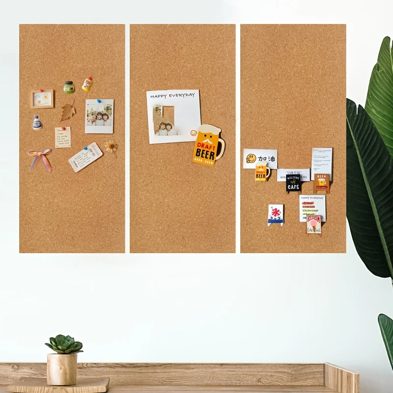 12.4x5.5 inch Cork Board Self-adhesive Soft Wooden Bulletin Boards for Photo Wall Office Classroom 6mm Thickness Message Board