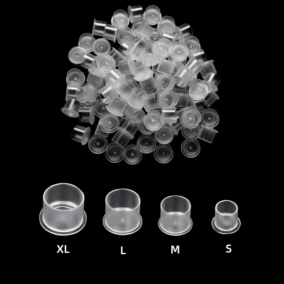 KVM 100pcs S/M/L/XL Plastic Disposable Tattoo Ink Cups Pigment Clear Holder Container Cap Tattoo Accessory Permanent Makeup