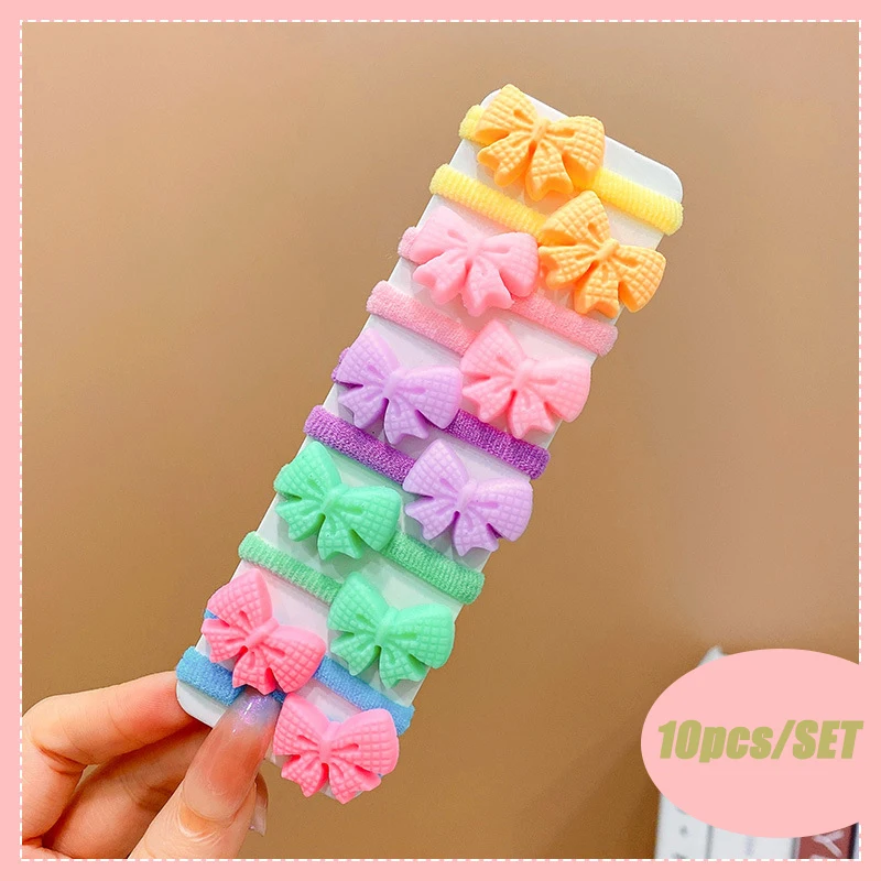 10PCS Children Cute High Stretch Headband Hair Accessories Little Girl Candy Color Trendy Hair Circle Headband