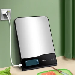 Digital Kitchen Scale 5kg/10kg/15kg Stainless Steel Panel Rechargeable Electronic Food Scale for Cooking and Baking LCD Display