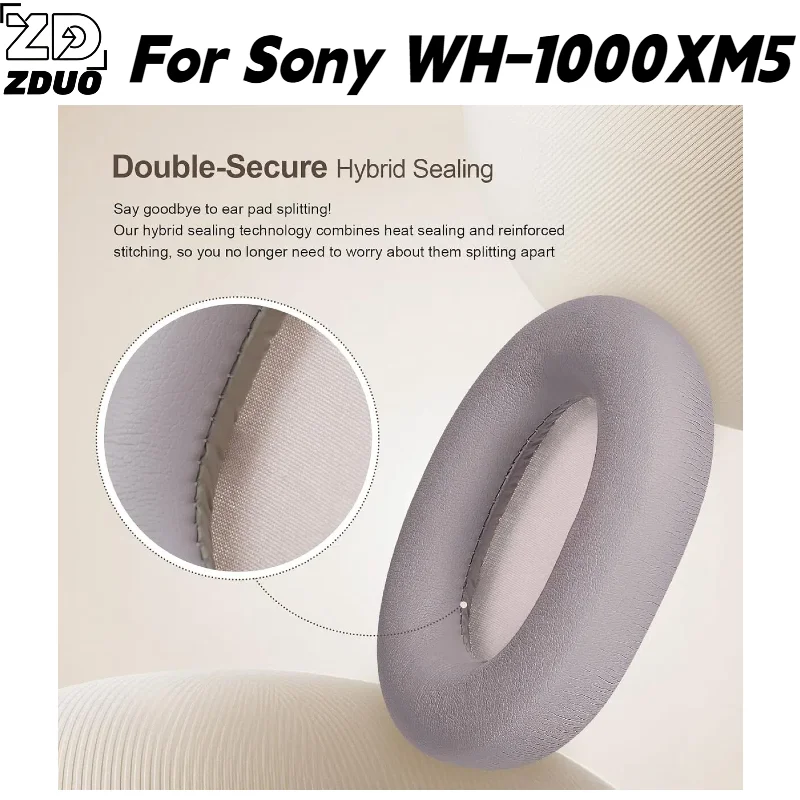 Para los auriculares SONY WH-1000XM5: almohadillas de espuma con memoria de forma y banda para la cabeza con cremallera de silicona, funda protectora, repuesto.