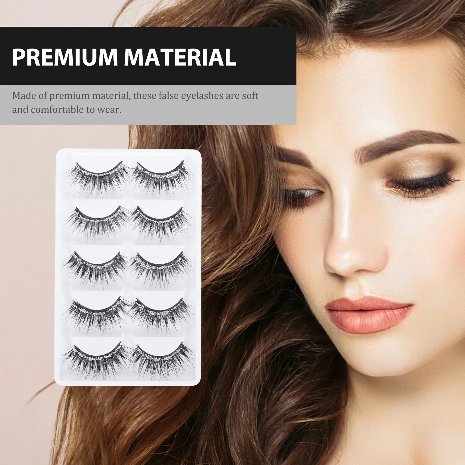 

5Pairs Glitter Fake Eyelash Durable Makeup Accessory Artificial Fiber Lash Women Eye Decoration Fake Eyelash