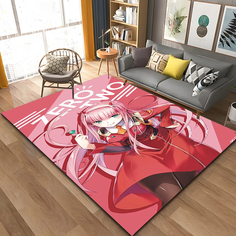 Anime Zero-Two DARLING In The FRANXX Area Rug,Carpet Rug for Living Room Bedroom Sofa Doormat Decoration, Kid Non-slip Floor Mat