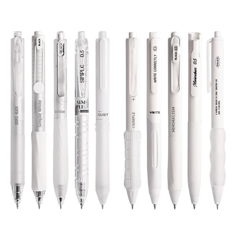 5/10Pcs Simplicity Gel Pen Set 0.5mm Black ink Solid Color C