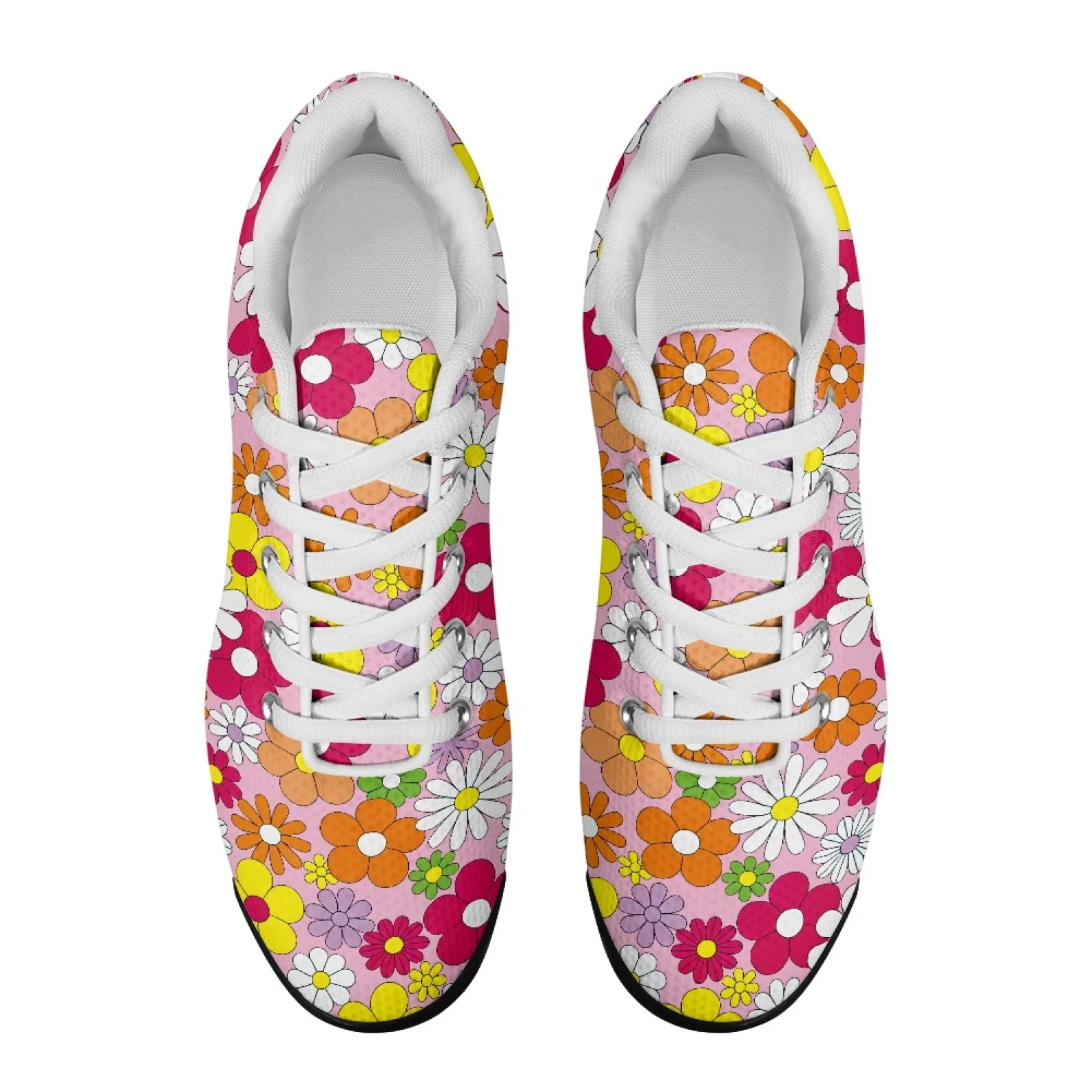 XIXIRIMIDO Air-Cushioned Sneakers Women's Running Shoes Men's Commuter Shoe Lightweight Breathable Soft Comfort Hippie Flower