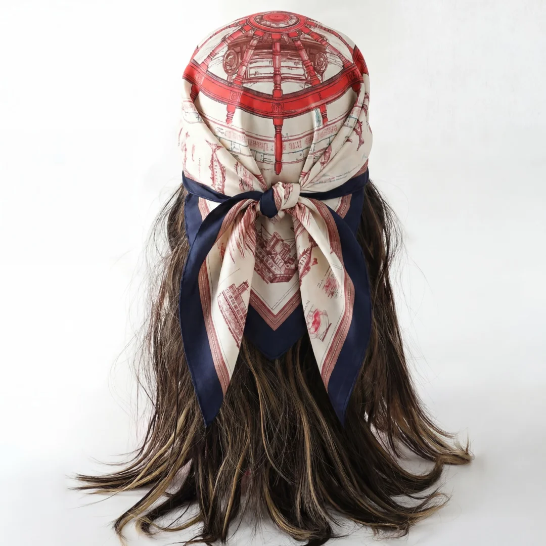 

Print Silk Scarf Women's Turban Square Hijab Headscarf Bandana Shawl Handkerchief Neckerchief Headband Windproof Luxury Wraps