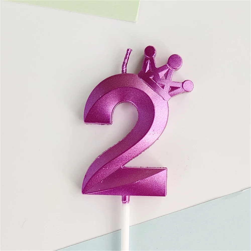 1pc-Birthday Purple Crown Candles Cake Candles Number 0-9 Cake Topper Decoration for Party, Wedding，Gender Revealed Decoration