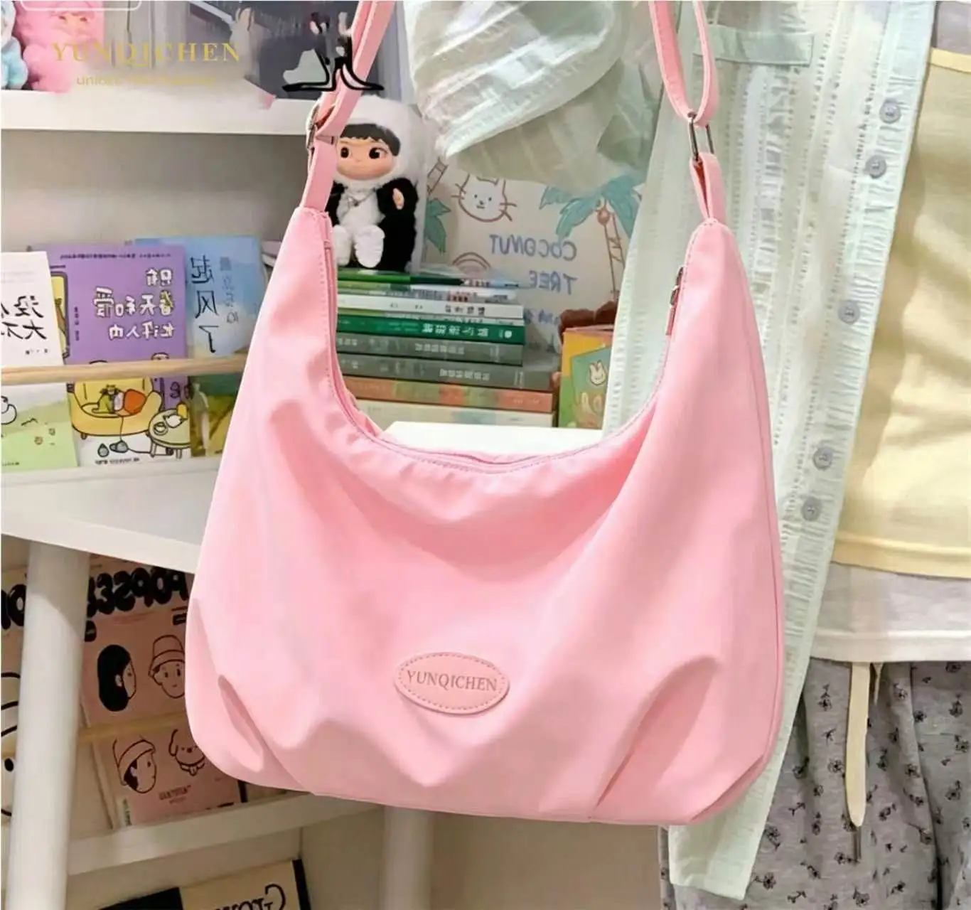 Women’s Nylon Hobo Bag Large Capacity Shoulder Bag Casual Underarm Tote Purse Lightweight Soft Crescent Handbag for Daily Travel 5