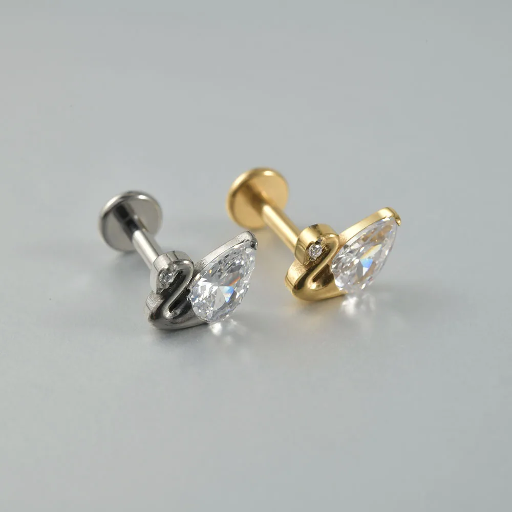 Women's Titanium CZ Ear Cartilage Labret Stud Earring