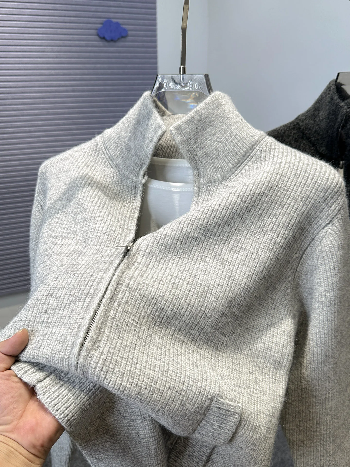 

High Quali Men's Knitted Cardigan Autumn Winter Thiened f High Collar Casual Jaet Outerwear Soft Double Knit Polyest...