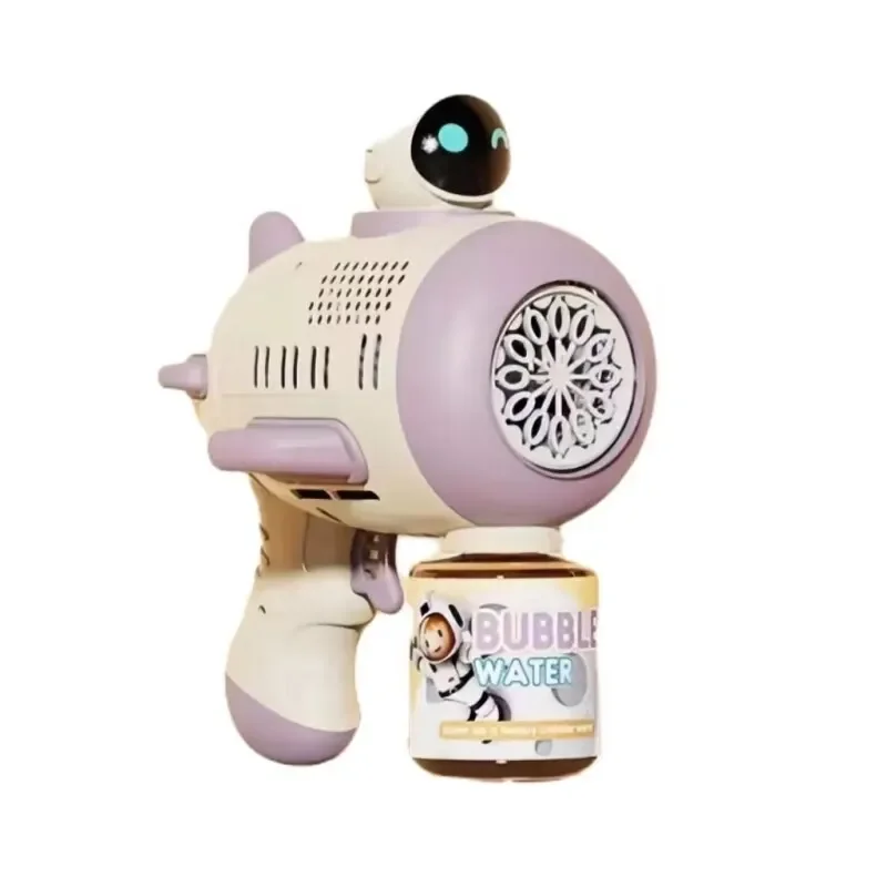 Paarse Bellenmachine voor kinderen Automatische Bazooka met lichtblazer voor kinderen Zeepbel Buitenspeelgoed Spaceman