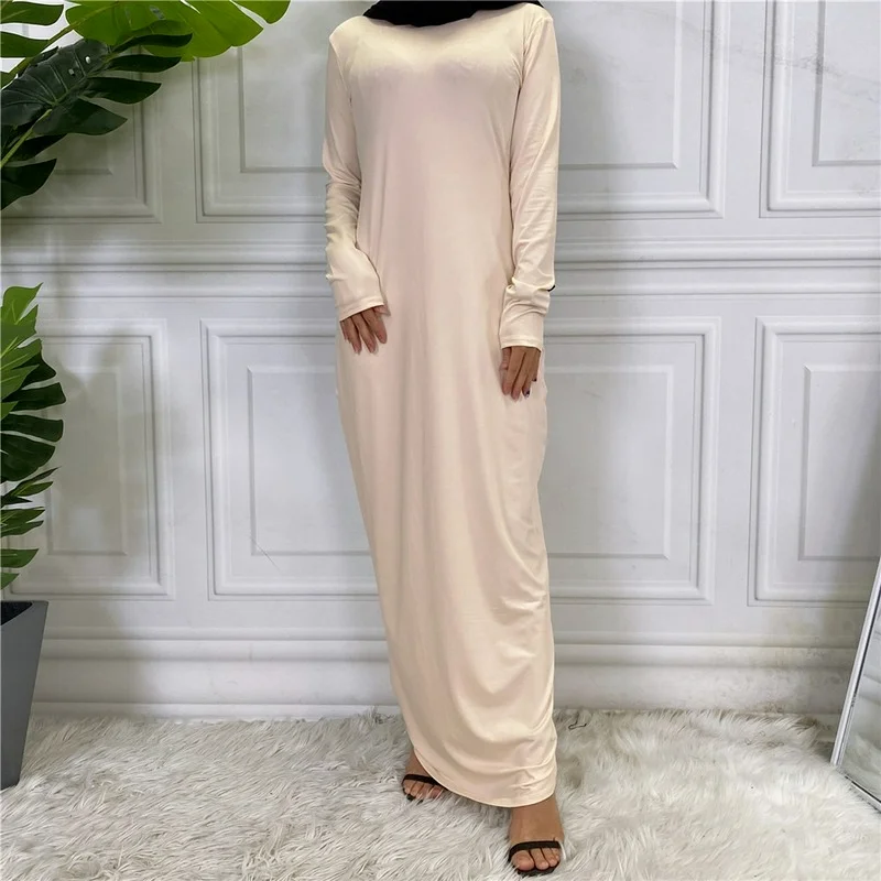 

Muslim Inner Dress for Women, Casual Maxi Dress, Islamic Abaya, Long Sleeve, Slim, Inner Dress, Autumn, New