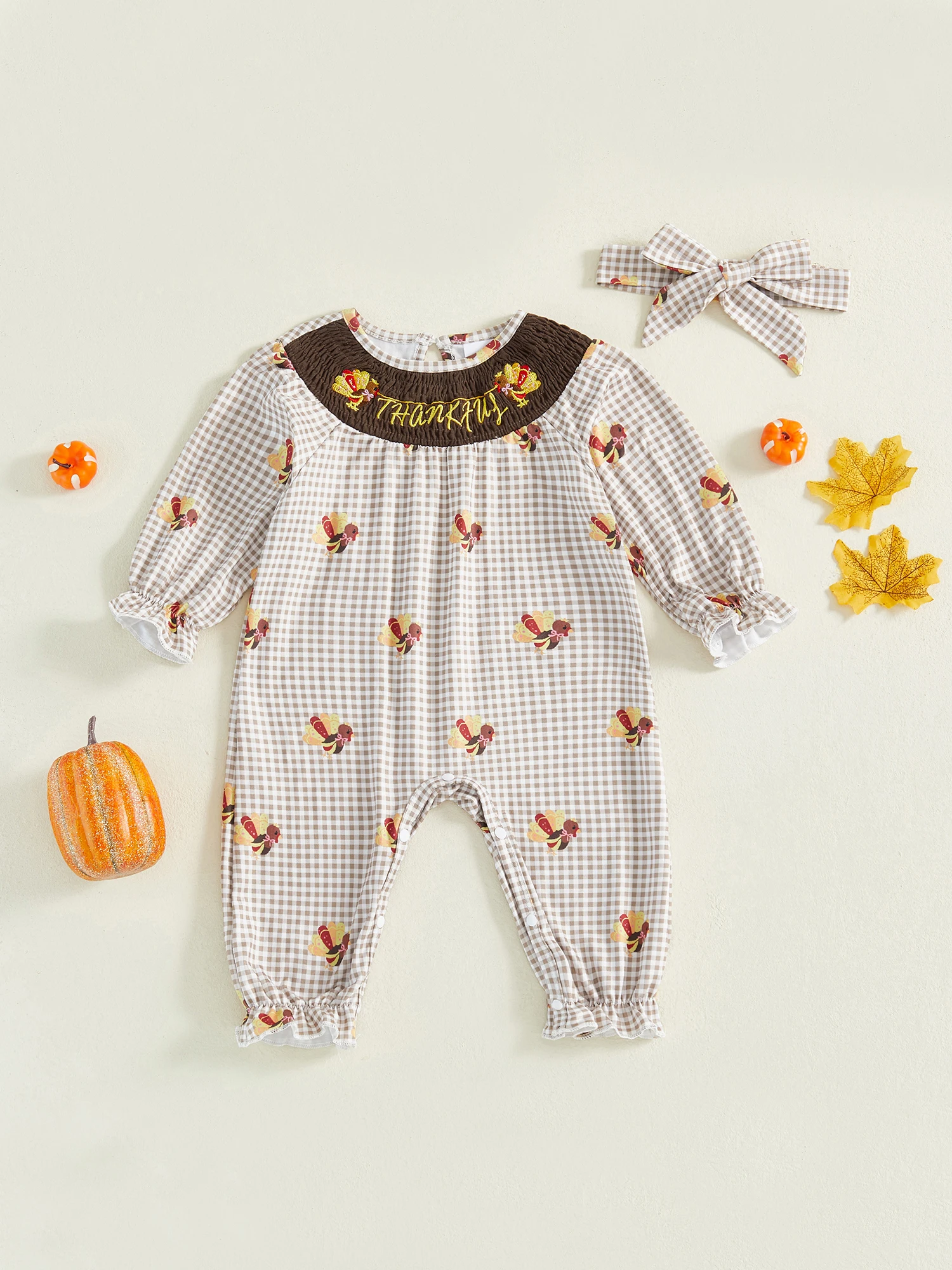 

Комбинезон с рюшами на рукавах и цветочным принтом для маленьких девочек и комплект с подходящей повязкой на голову для летнего пляжного отдыха