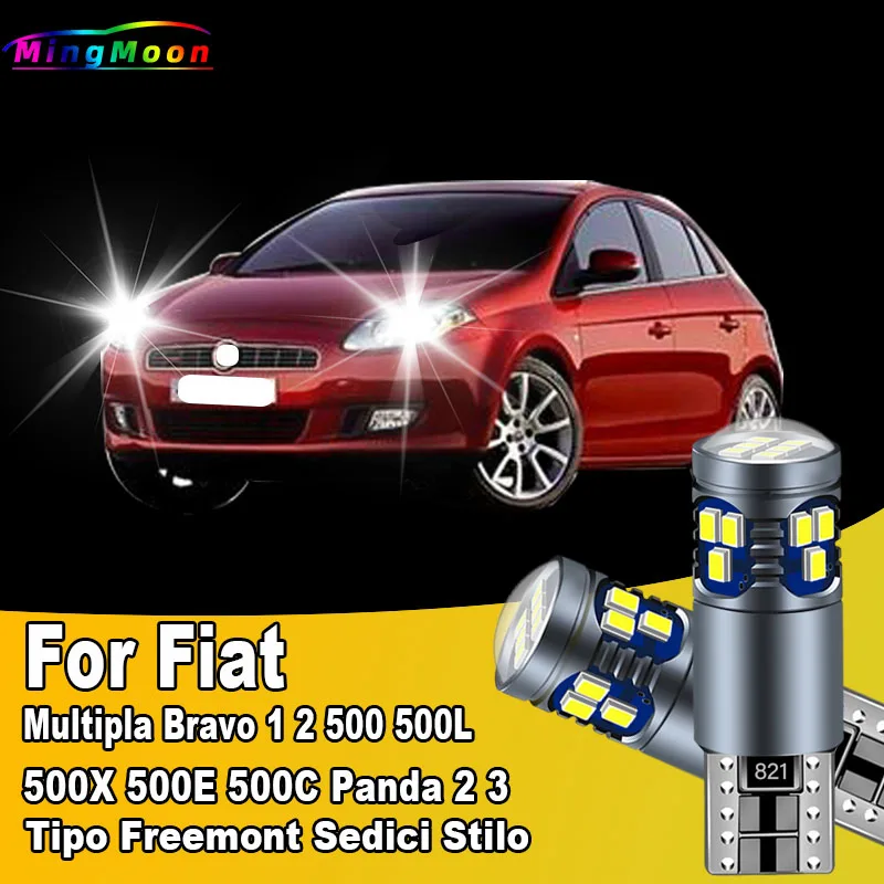 2Pcs T10 LED Bulbs For Fiat Multipla Bravo 1 2 500 500L 500X 500E 500C Panda 2 3 Tipo Freemont Sedici Stilo Clearance Lights