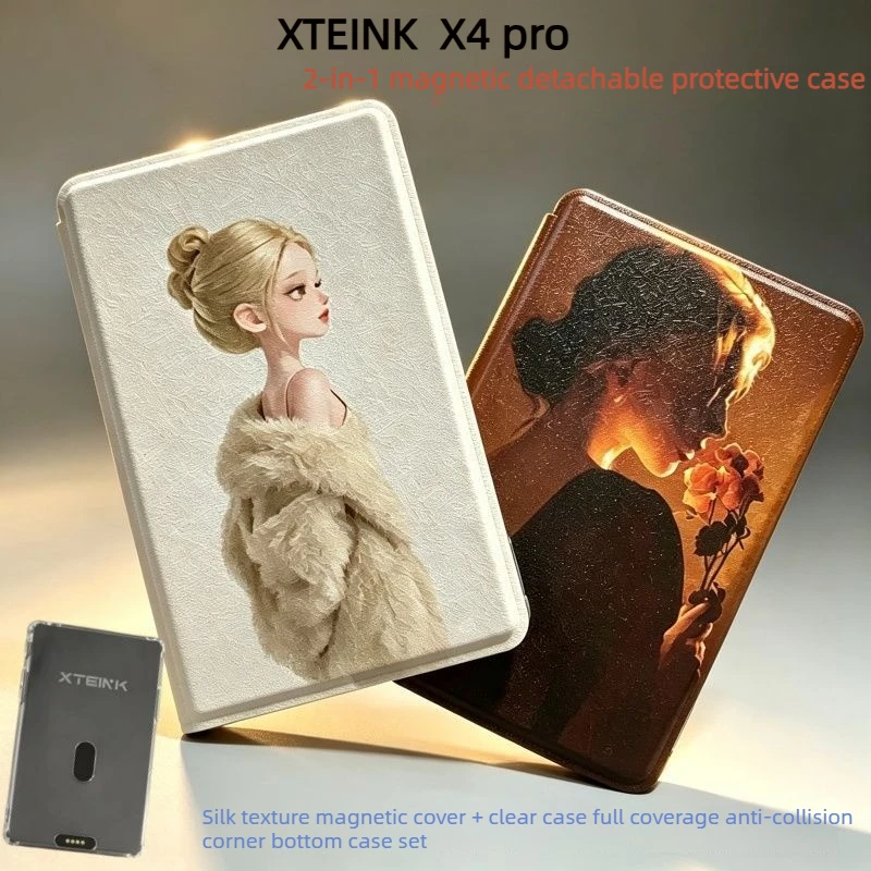 XTEINK X4 Pro Magnetic Protective Case X4pro E-ink 4.3 Inch 2-in-1 Magnetic Protective Shell with TPU Clear Case E-book Case