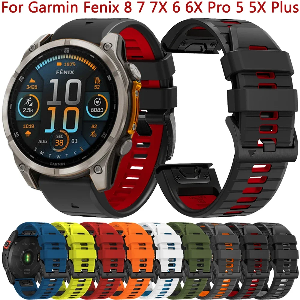 Correa de 26mm 22mm para Garmin Fenix 8 E 7 7X 6 6X Pro 5X 5 Plus banda de silicona Epix Pro Gen 2 47mm 51mm Enduro3 955 pulsera Correa