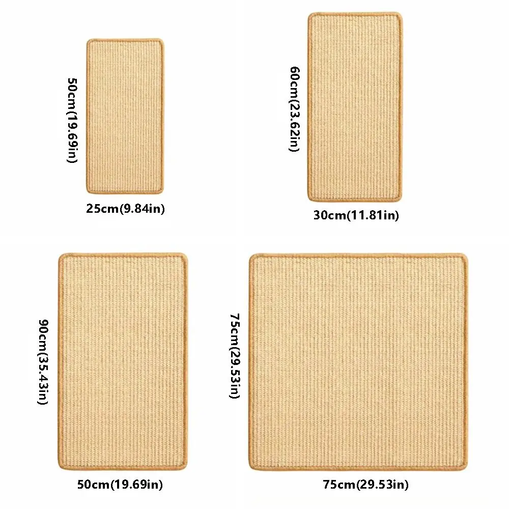 Natural Sisal Cat Scratcher Mat Horizontal Oatmeal Cat Floor Scratching Pad Rug Protect Carpets and Sofas Multisize