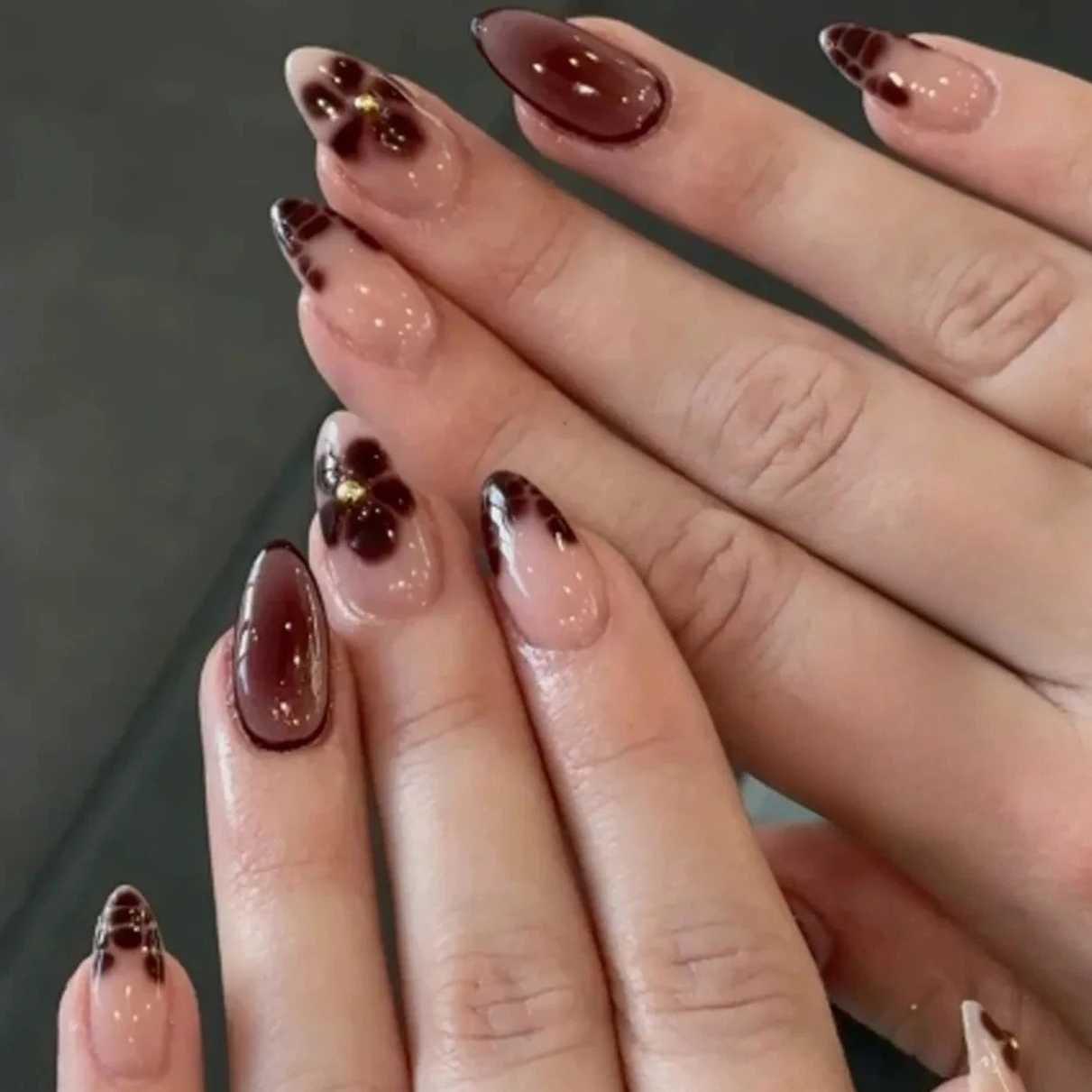 Franse bloem lange puntige nepnagels Art Tool Amandel kunstnagels Strik Steentjes Luipaardprint Druk op nagels Manicure Tool