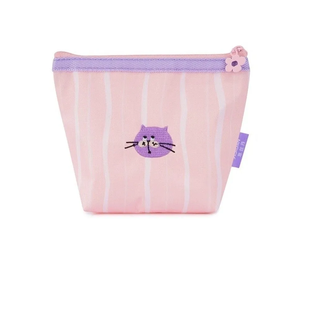 Large Capacity Coin Purse Polyester with Zipper Storage Bag Embroidery Pattern Cartoon Animal Pattern Snack Bag