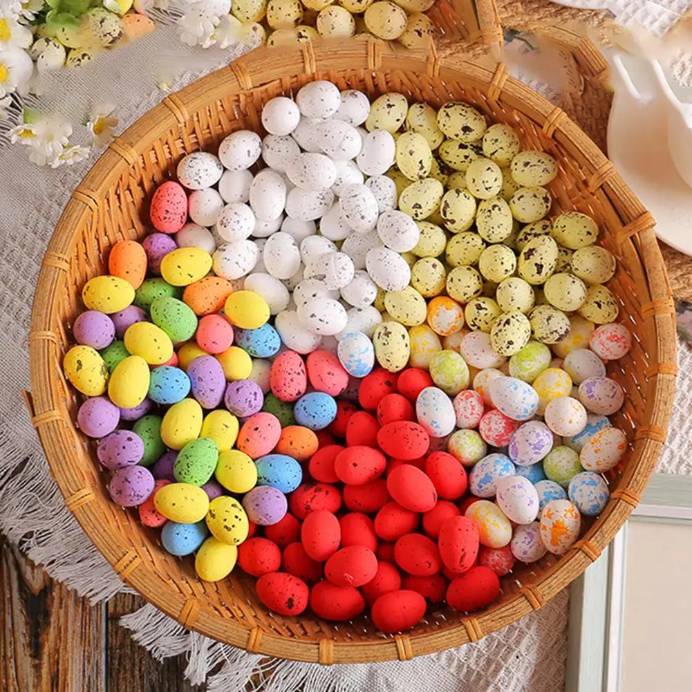 50Pcs Colorful Foam Artificial Eggs Spotted Surface Easter Eggs Decorations DIY Crafts Easter Decorations Home Ornament