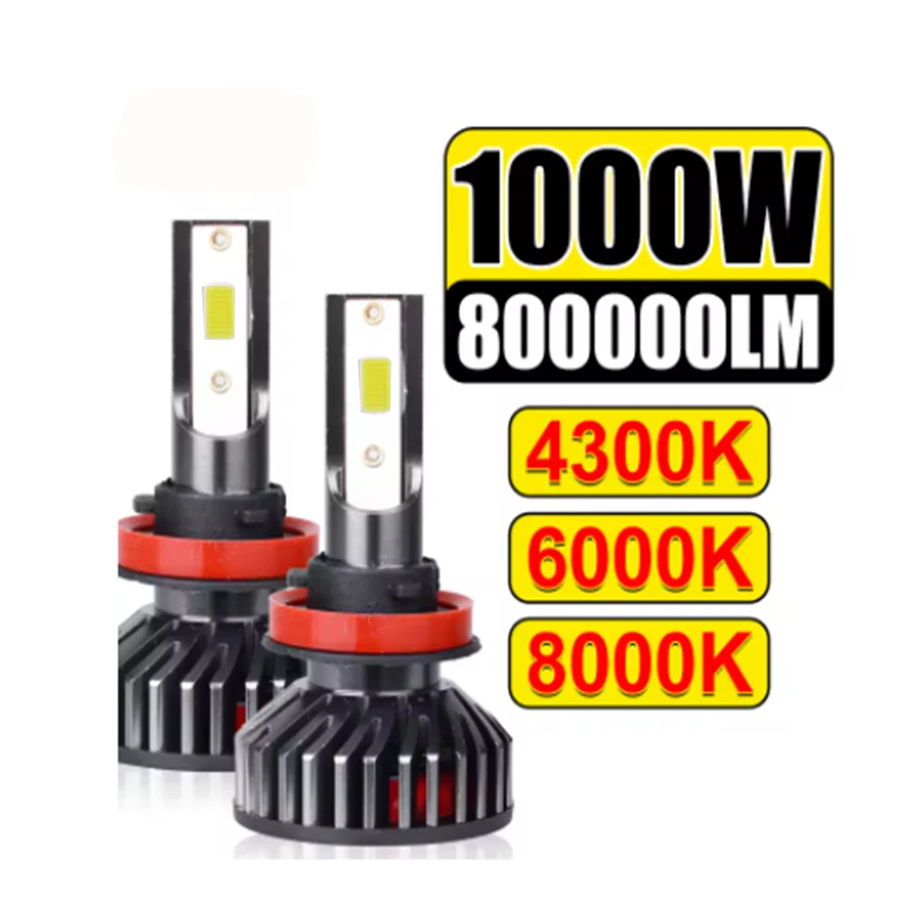 

800000LM H11 LED Headlight 1000W Canbus 6000K 4300K 8000K Led H4 H8 H1 HB3 9005 HB4 9006 H9 Car Light STG High Low Beam Ice Bulb