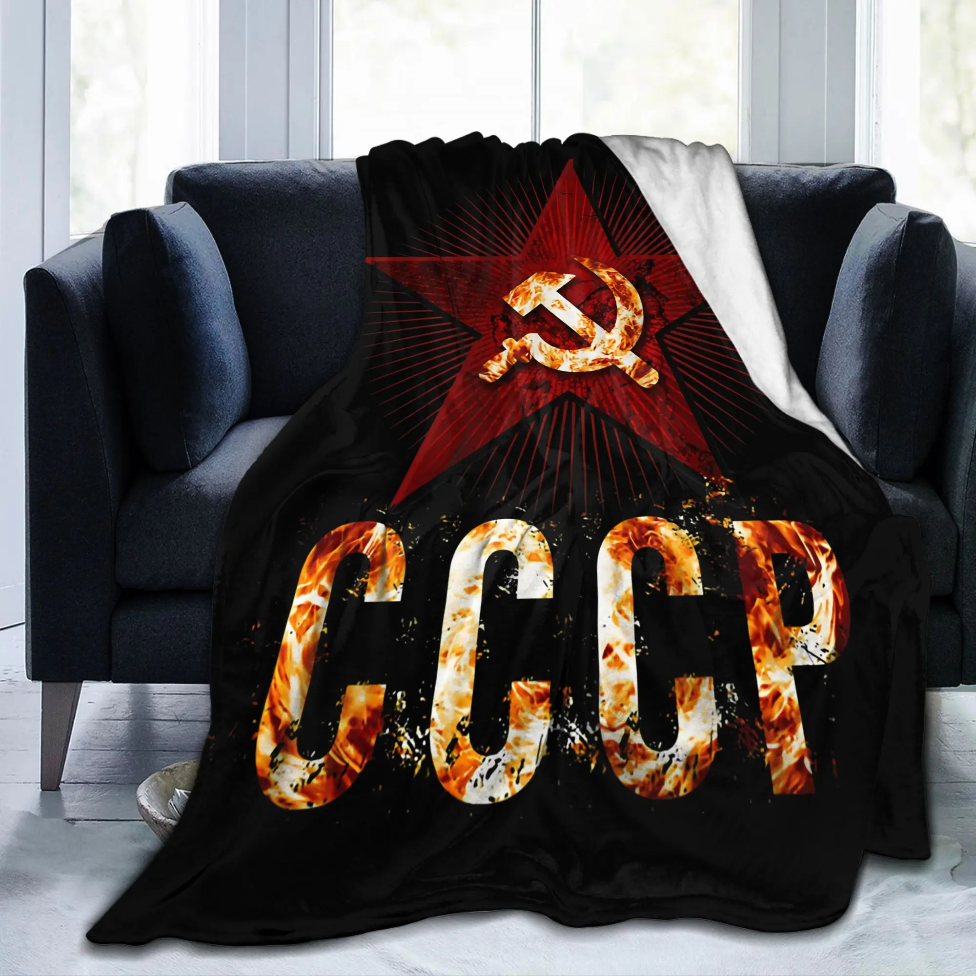 USSR Soviet Union Russian CCCP Blankets Hammer Sickle Flannel Bedding Throw Blanket Bedroom Sofa Lightweight Gift Multi-function