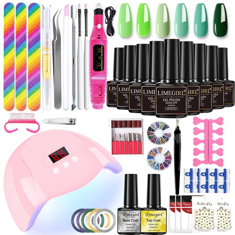 Manicure Set Nagellak Kit Met Led Nail Lamp Semi Permanente Uv Lak Losweken Gel Nagellak Set Base top Coat Nail Sets