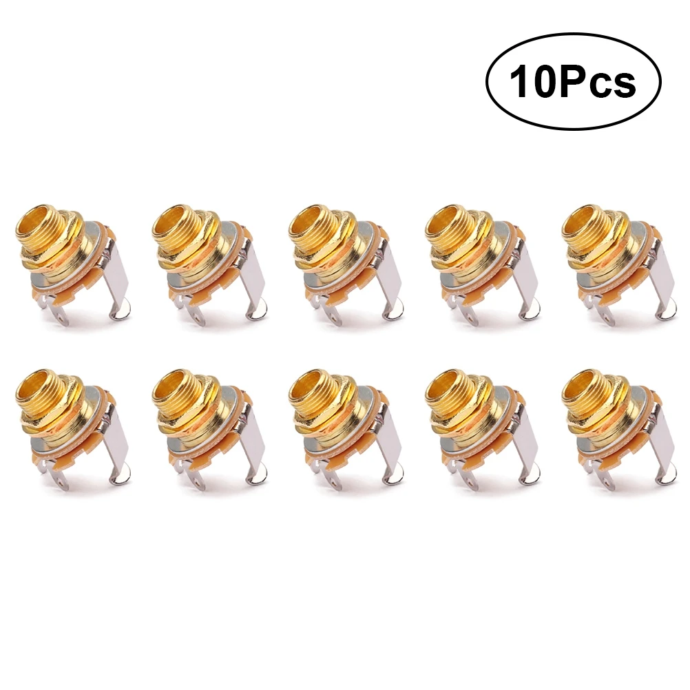 

10 PCS 1/4 Inch 6.35mm Mono Guitar Jack Socket Connector Guitar Pickup Output Jack Plug Socket Female Panel Mount For Acoustic E
