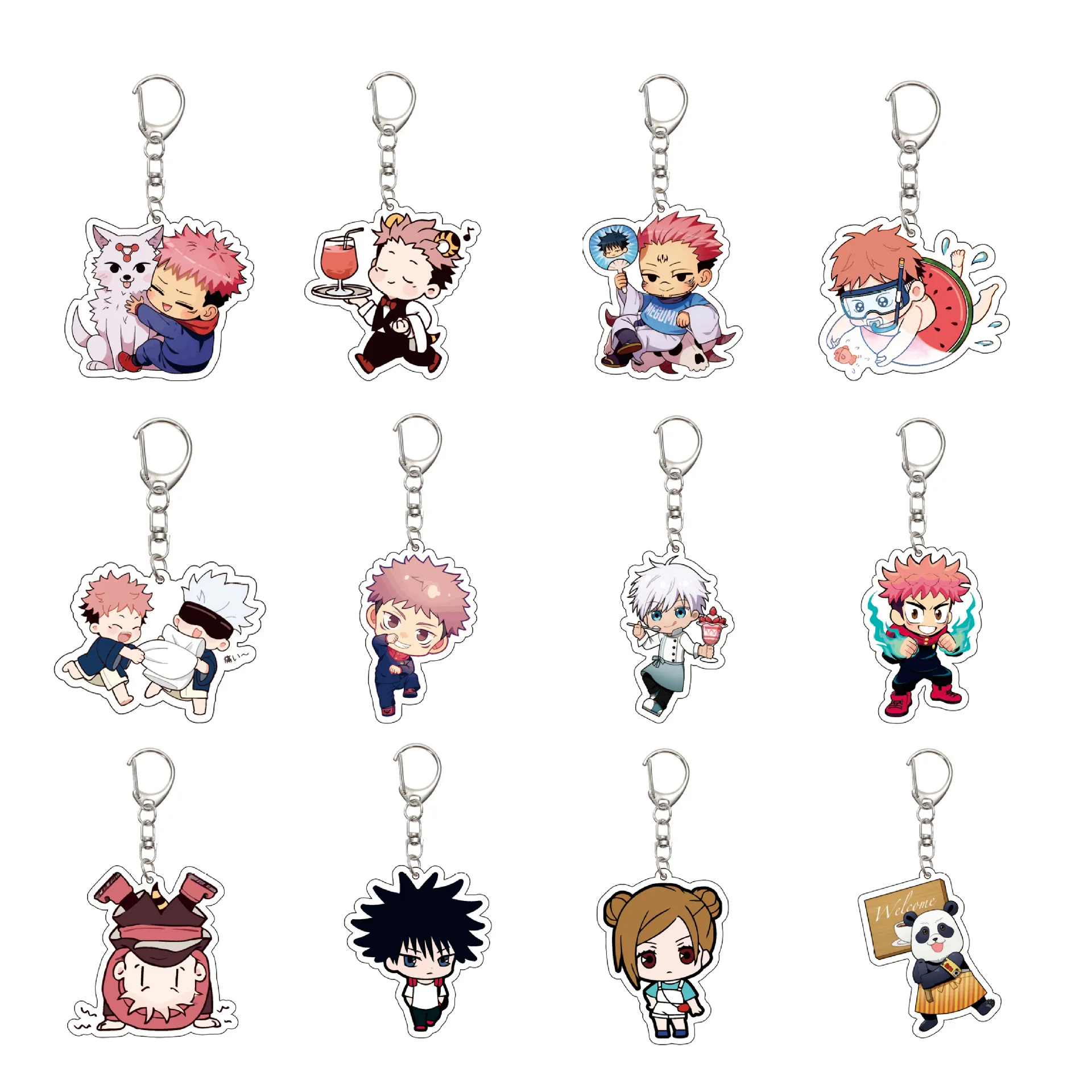 

Jujutsu Kaisen Q-version 5.5CM Acrylic Keychain Anime Cartoon Bag Gojo Satoru Suguru Geto Toge Inumaki Fashion Toy Anime Cute