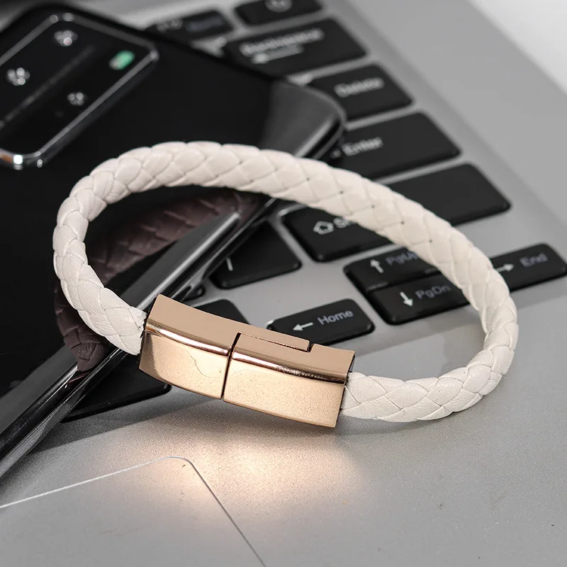 Xiaomi bracciale USB cavo dati di ricarica rapida braccialetto di tipo C cinturino da polso in pelle in lega iPhone Samsung Huawei cavo di ricarica