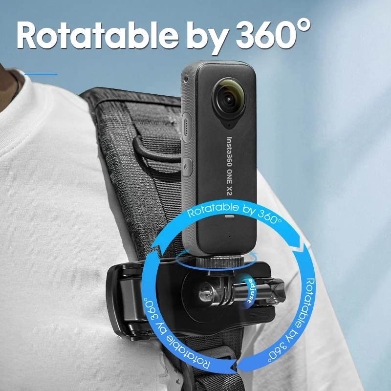 Backpack Clamp for Insta360 ONE X4 X3 X2 RS Go3S Gopro Camera Accessories Backpack Strap Clip 360 Rotatable Stable Mount Holder