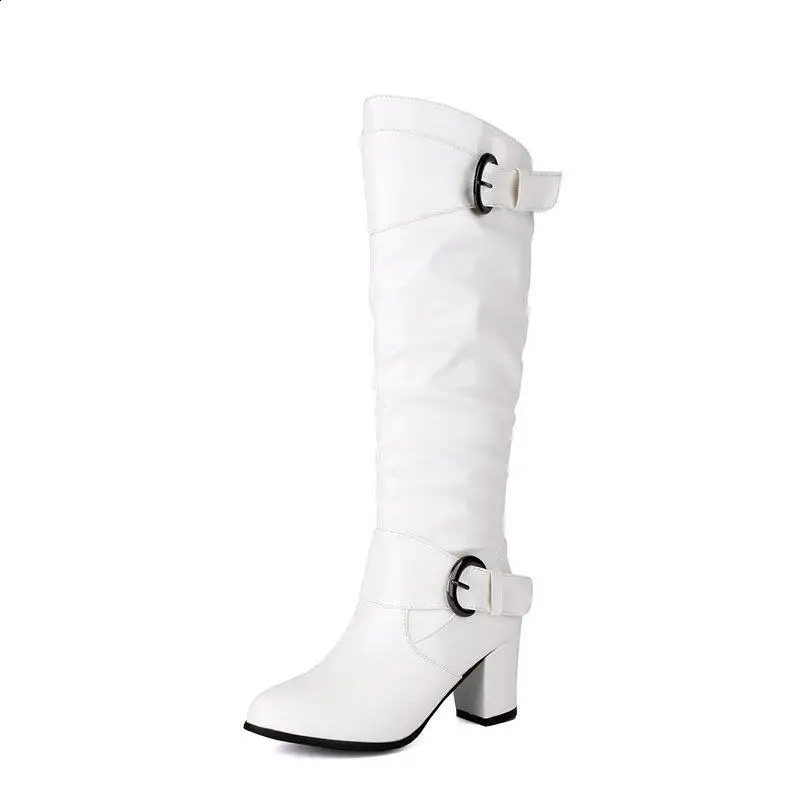 Botas de borracha femininas calçados de inverno tamancos plataforma pointe sapatos sexy coxa salto alto alta sexy chuva 2024 stiletto couro poi