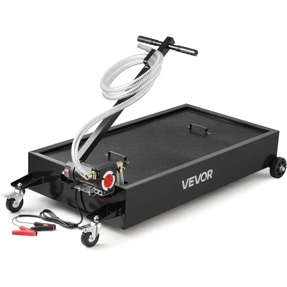 

Низкопрофильный металлический поддон для слива масла на 20 галлонов, электрическая тележка для сливки масла с насосом 180 Вт, колесами и складной ручкой