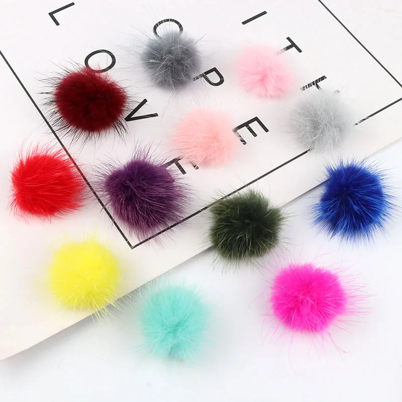 Natural Mink Fur Pompones 30mm 40mm Pompon Fluffy Soft Comfortable Pompom Pompony Dekoracyjne For Clothes  Earrings Making