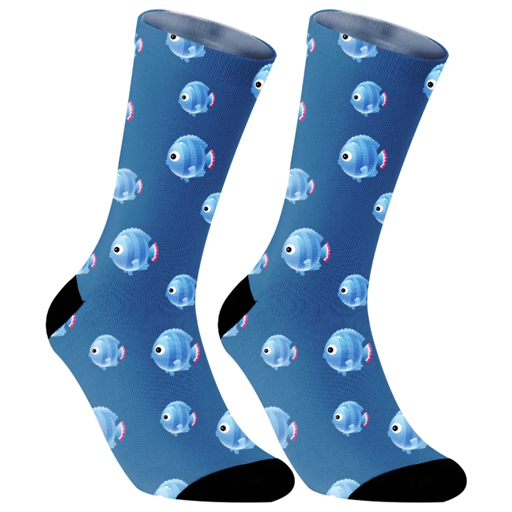 Sky Blue Small Fresh White Cloud Student Sports Socks 2024 New Halloween Hip-hop Skateboard Socks