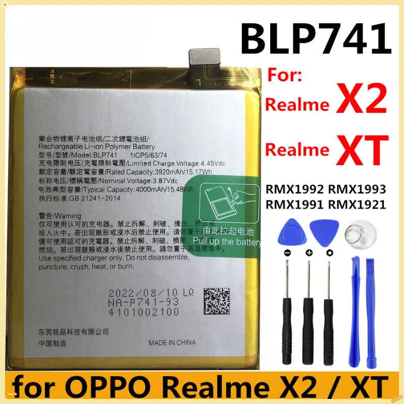 

New 4000mAh BLP741 Battery for OPPO Realme X2 Pro/ Realme XT BLP749 BLP741 RMX1991 RMX1921 Mobile Phone