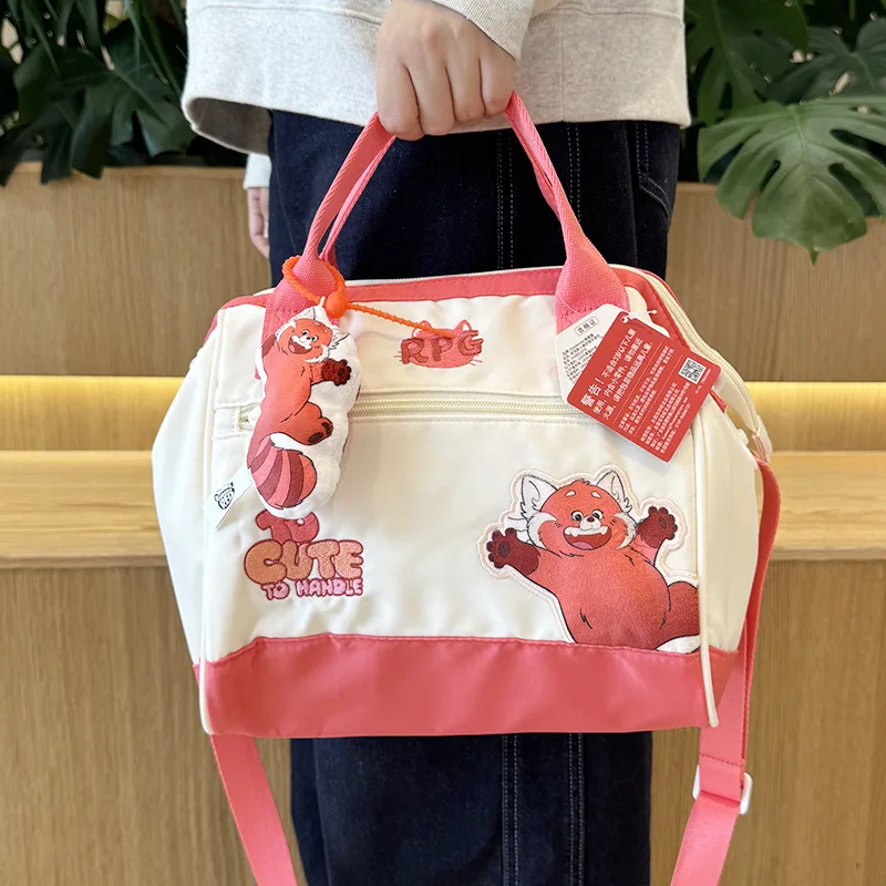 Disney Original Meilin Hamm Rex Cartoon Fashion Portable Canvas Shoulder Bag Kawaii Anime Girls Large-Capacity Handbag Crossbody