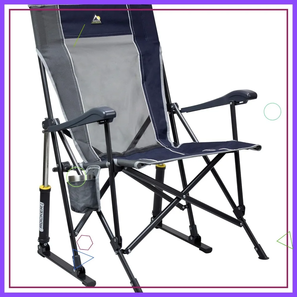 

Портативное складное кресло-качалка для кемпинга с подлокотниками, держателем для напитков и удобной спинкой - Indigo Blue