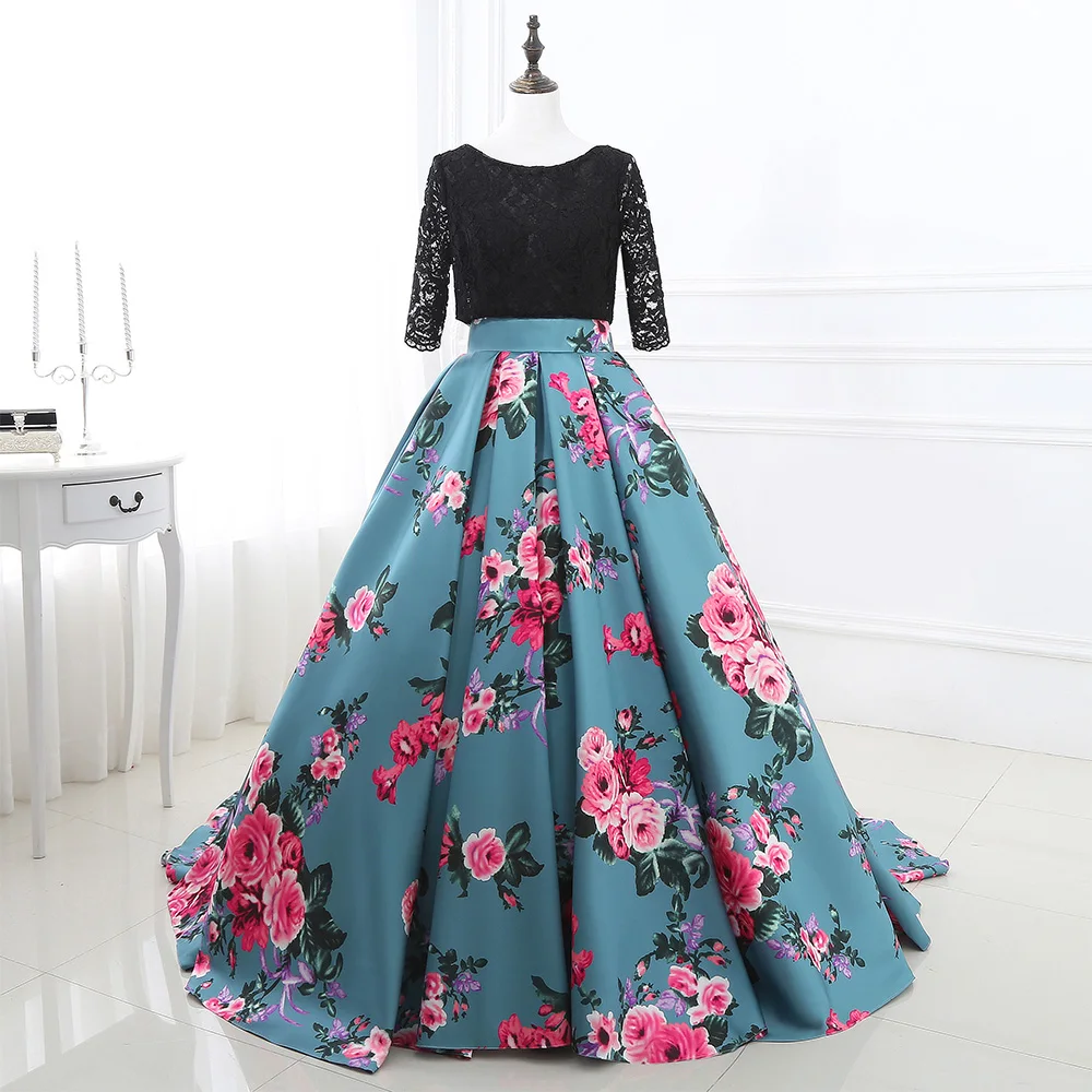 High Quality A-Line Floor Length Scoop Jersey Half Sleeves Pleats Evening Dress Temperament Photo Color vestidos de fiesta