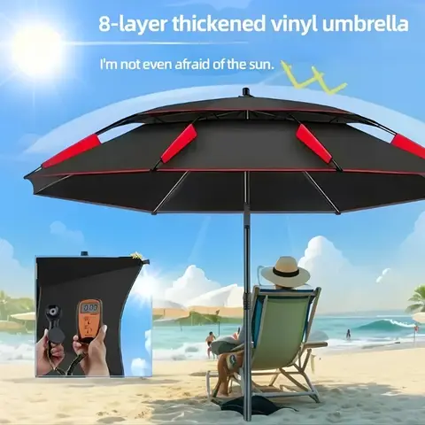 1.8-2.6M 신형 낚시 우산 업그레이드된 스테인리스 스틸 기계식 조절 낚시 파라솔 차양 대형 비치 우산 낚시용품