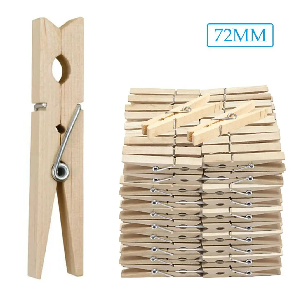 72mm Long Multiufunction Party Wooden DIY Wedding Clothespin Craft Decoration Clothes Pegs Photo Clips