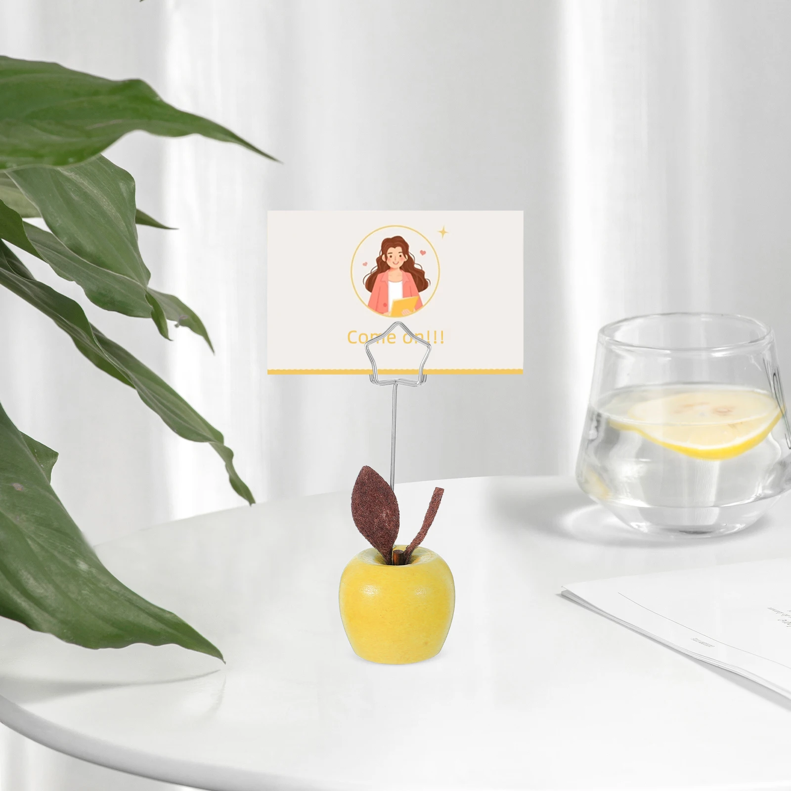

Apple Message Folder Wooden Memo Clip Stand Cute Desk Decorations Office Ornaments Photo Holder Kawaii Design Stable Material